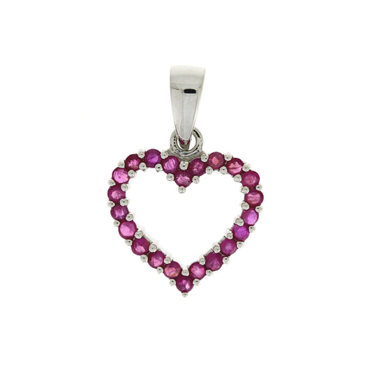 Colgante de corazón de rubí de 0,37 ct "Love" en oro blanco de 10 kt