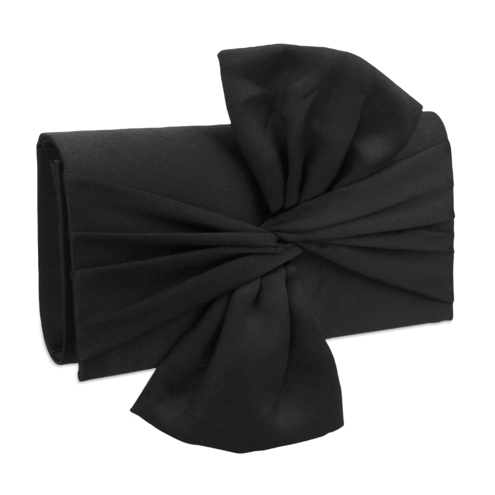 Polyester Pleated Clutch | Fashion Elegant Bowknot Satin Wedding Evening Bag Luxegan