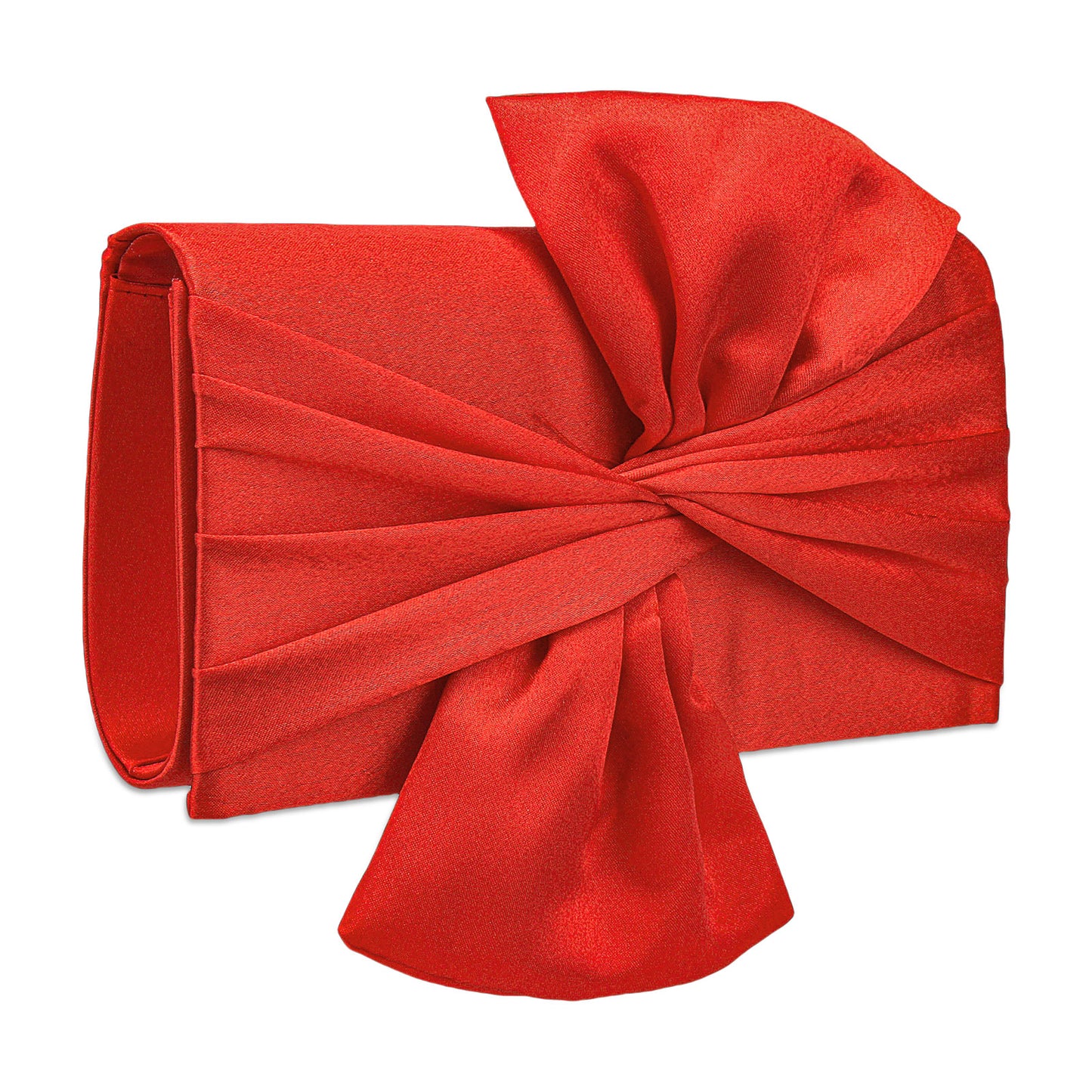 Polyester Pleated Clutch | Fashion Elegant Bowknot Satin Wedding Evening Bag Luxegan