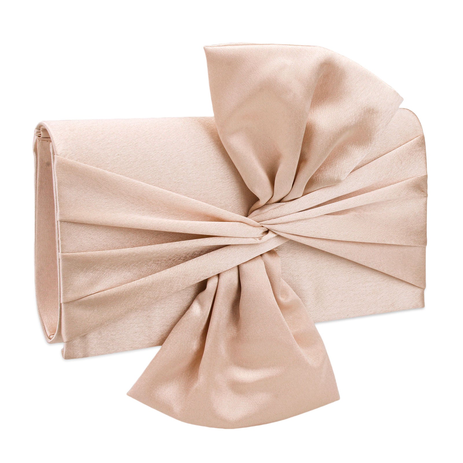 Polyester Pleated Clutch | Fashion Elegant Bowknot Satin Wedding Evening Bag Luxegan