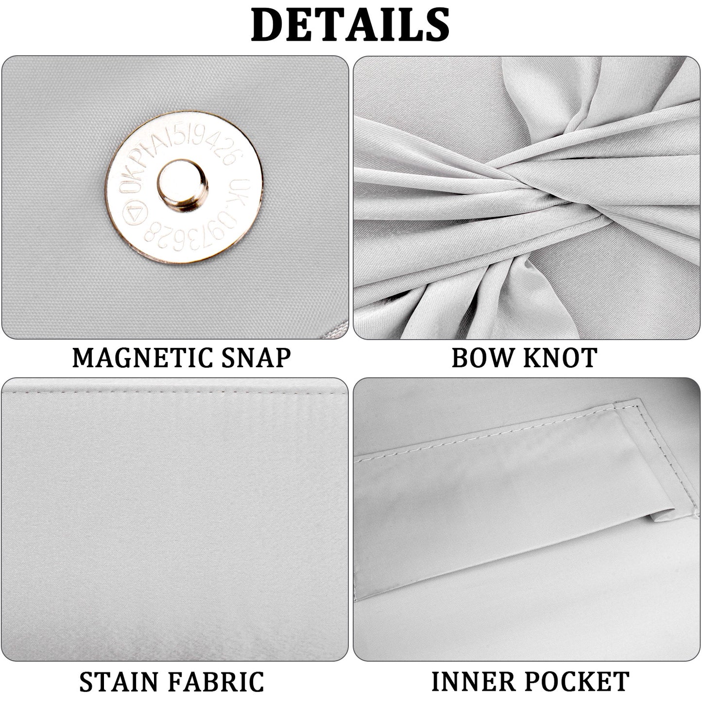 Polyester Pleated Clutch | Fashion Elegant Bowknot Satin Wedding Evening Bag Luxegan