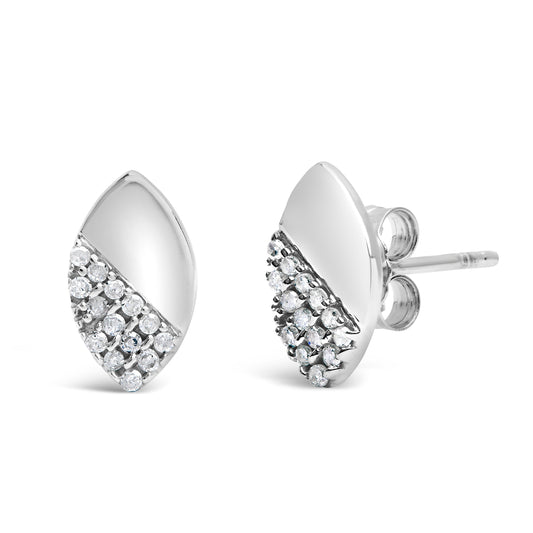 925 Sterling Silver 1/6 Cttw Diamond and Mirror Polish Pear Shape Stud Earrings (I-J Color, I2-I3 - view 2
