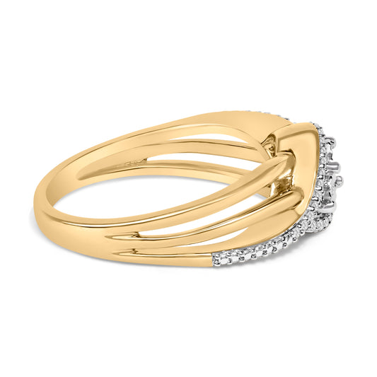 Anillo Envolvente de Oro Amarillo de 14K sobre Plata de Ley con Diamantes de 0,10 ct.