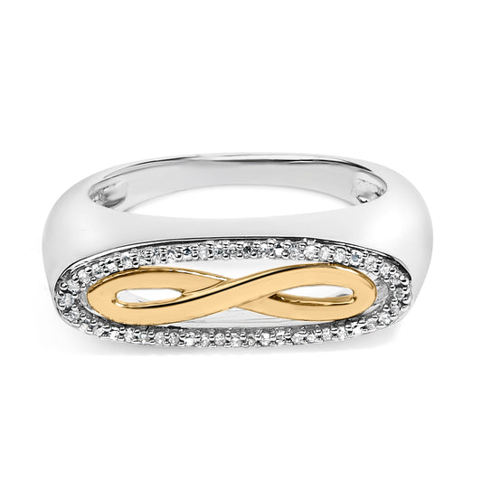 Anillo infinito de plata de ley chapado en oro amarillo de 14 quilates con acento de diamante