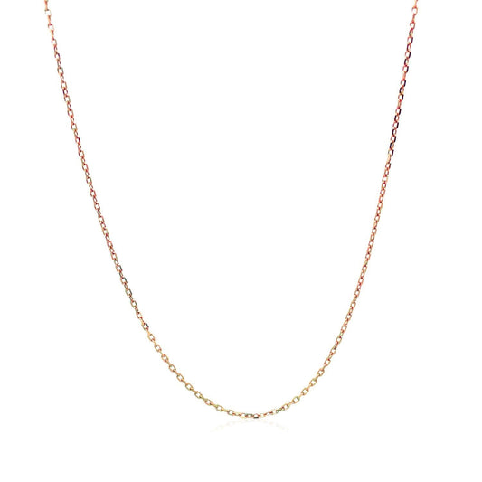Cadena de eslabones de cable con corte de diamante en oro rosa de 18k (0.75 mm)