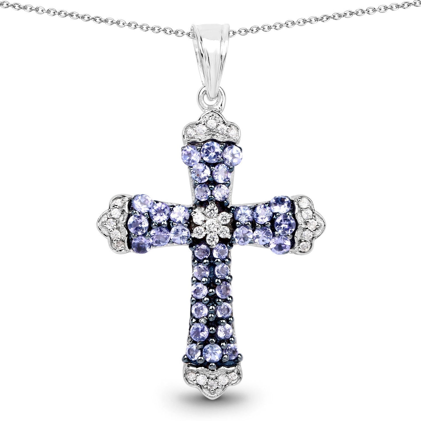 Colgante de plata de ley .925 con tanzanita genuina de 1,84 quilates y circonia blanca