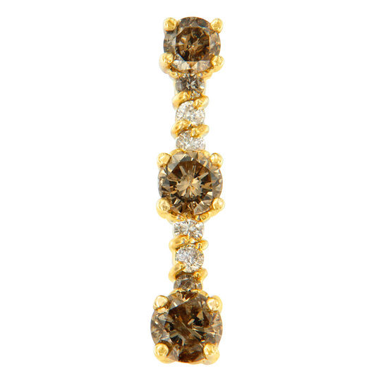 Collar con colgante de oro amarillo de 14K con diamantes redondos blancos y champaña de 1 ct. en total (I-J, I1-I2)