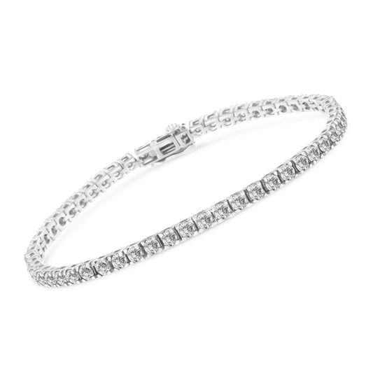 Pulsera de tenis clásica de oro blanco de 14 quilates con diamantes redondos cultivados en laboratorio engastados con puntas de 5,00 quilates (color F-G, claridad VS2-SI1) - 7,25"
