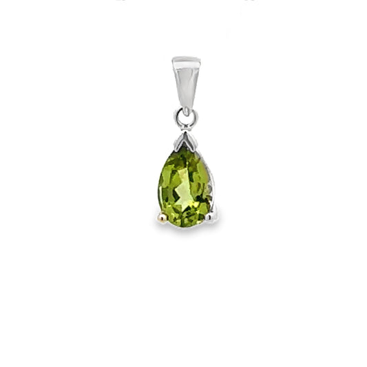 Colgantes de moda de peridoto natural de .83 ct, oro blanco de 10 qt
