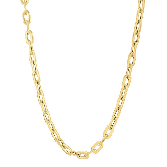 Collar de cadena con eslabones ovalados abombados tipo clip de oro amarillo de 14k (5.30 mm)