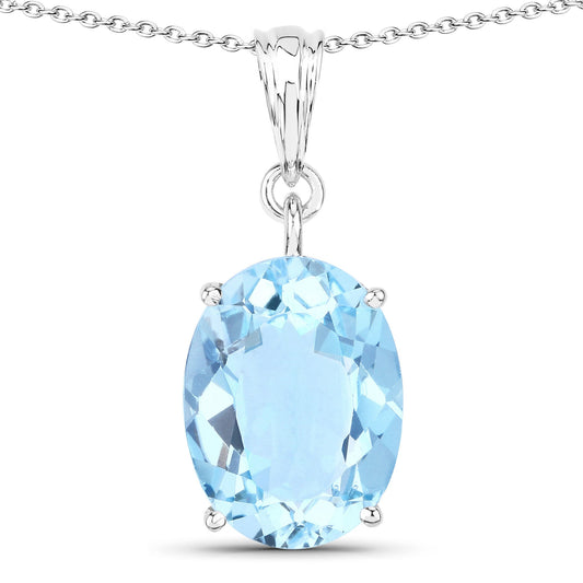 Colgante de plata de ley .925 con topacio azul suizo auténtico de 11,25 quilates