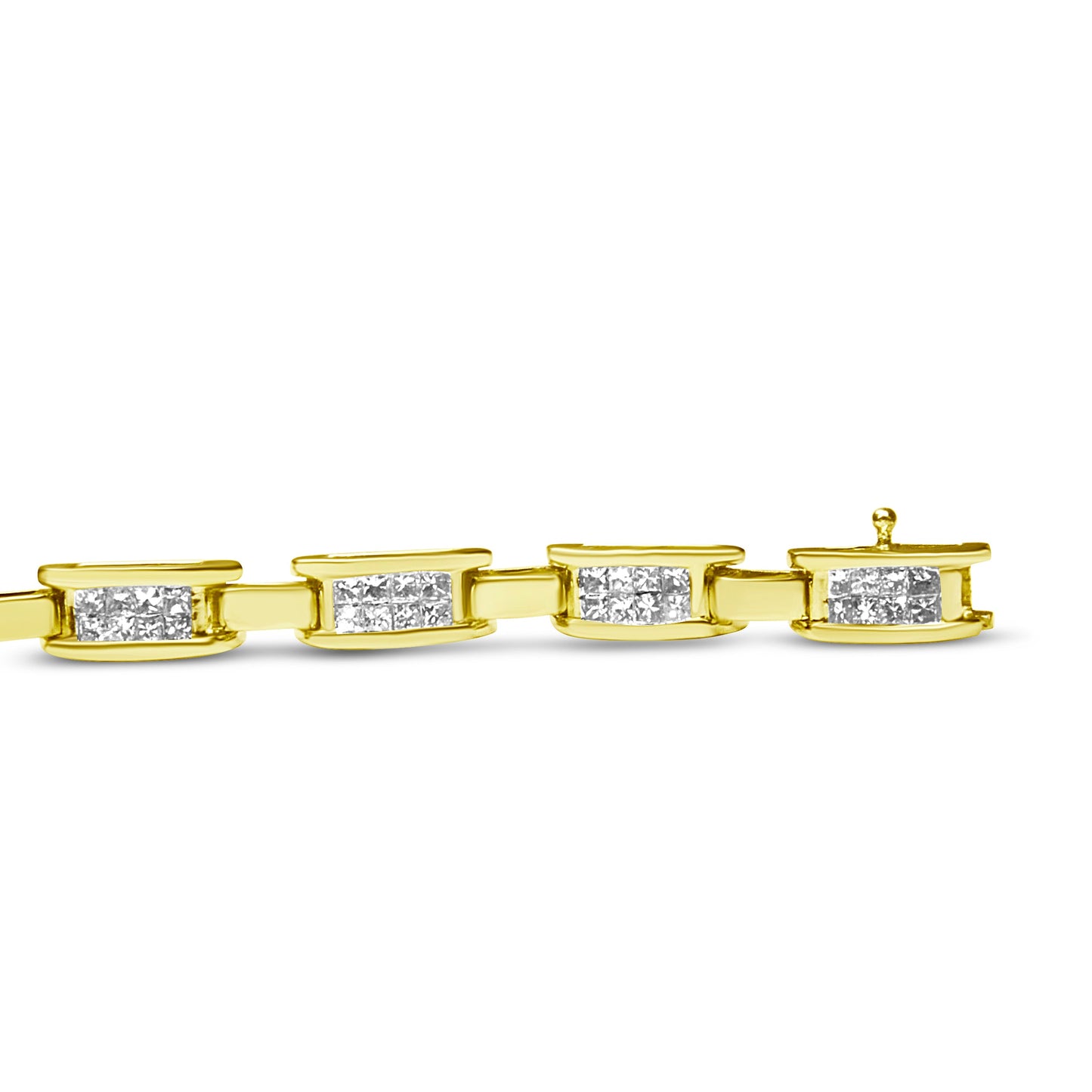 Pulsera de eslabones de amor con diamantes de talla princesa de oro amarillo de 14K (2,00 ct. en total, color H-I, claridad SI2-I1)