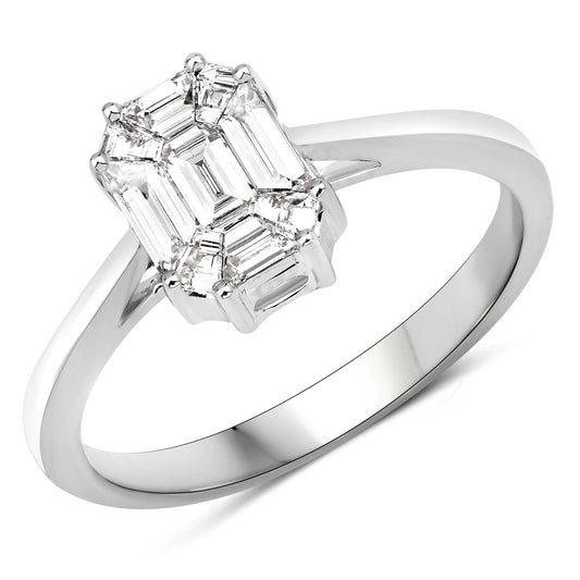 Anillo de oro blanco de 18 quilates con diamante blanco genuino de 0,48 quilates