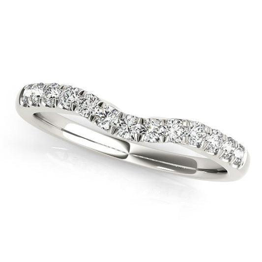 Anillo de boda curvo con diamantes de oro blanco de 14 quilates (1/4 quilates en total)