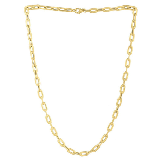 Collar de cadena con eslabones ovalados abombados tipo clip de oro amarillo de 14k (5.30 mm)