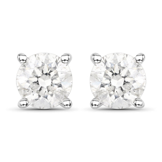 Pendientes de oro blanco de 14 quilates con diamantes blancos genuinos de 0,80 quilates
