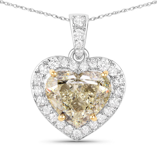 Colgante de oro blanco de 18K con diamante amarillo claro natural de 4.51 quilates certificado por el IGI y diamantes blancos de 0.45cttw (4.96cttw)