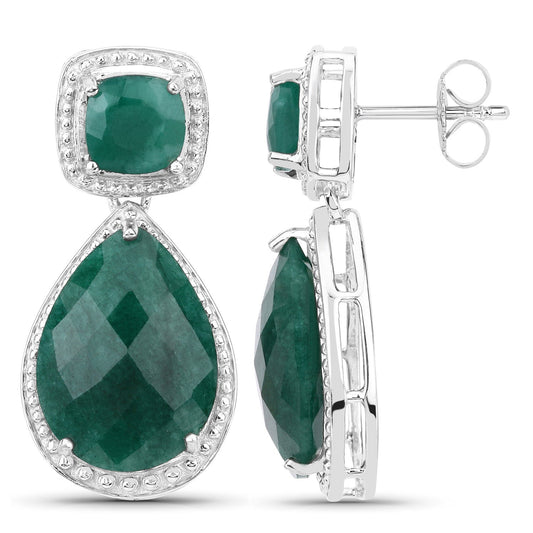 26.00 Carat Dyed Emerald .925 Sterling Silver Earrings - view 2