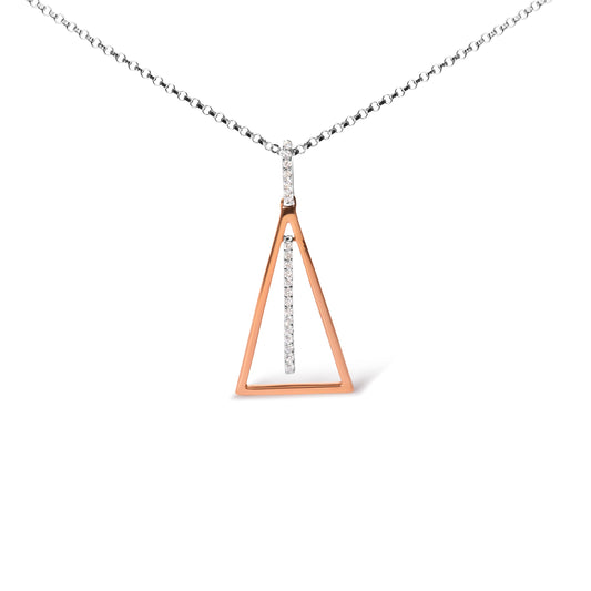 Collar con colgante en oro blanco y rosa de 14K con diamante de 1/8 Cttw y diseño de carillón de viento de 45,72 cm (color G-H, claridad SI1-SI2)