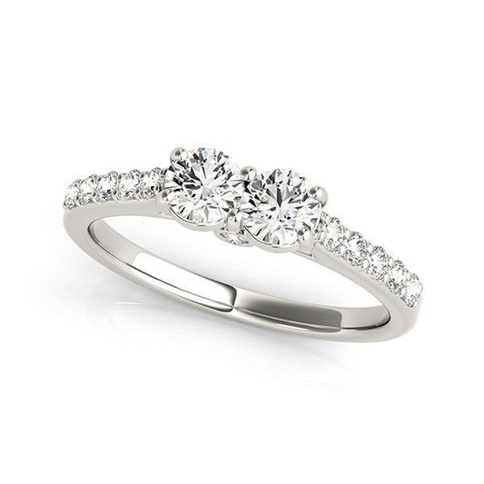Anillo de oro blanco de 14 quilates con dos diamantes redondos (3/4 quilates en total)