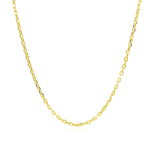 Cadena de eslabones de cable de oro amarillo de 14k con corte de diamante (1.50 mm)