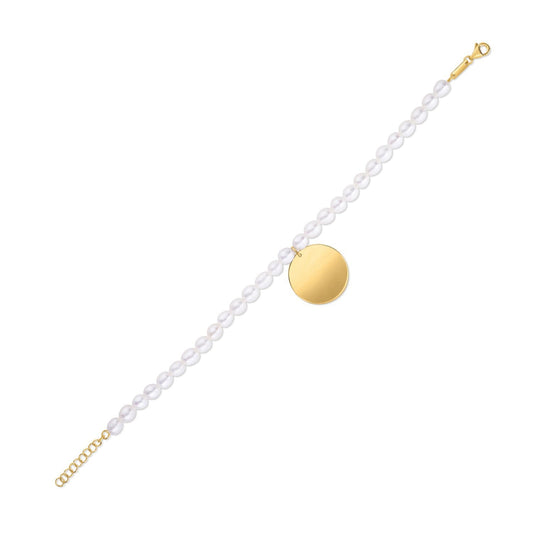Pulsera con dije de perla en oro amarillo de 14k