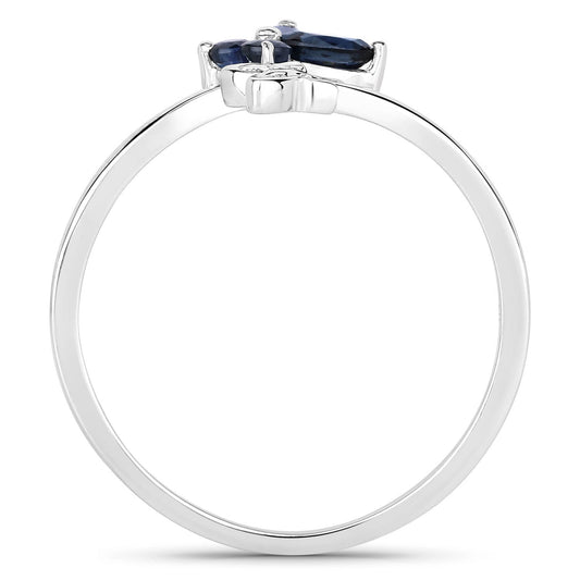 Anillo de plata de ley .925 con zafiro azul genuino de 0.26 quilates