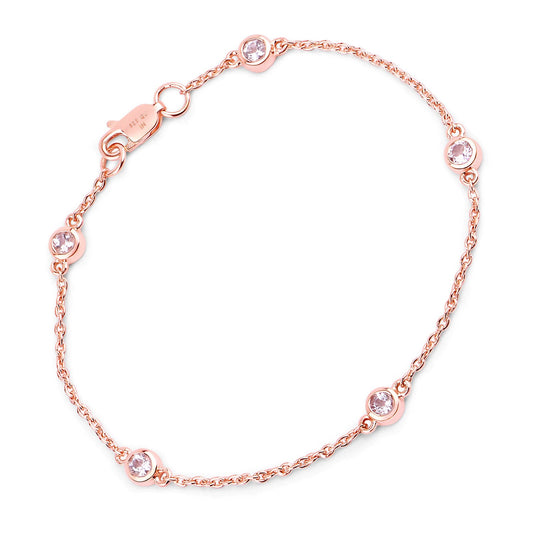 Pulsera de plata de ley .925 con morganita genuina de 0.45 quilates