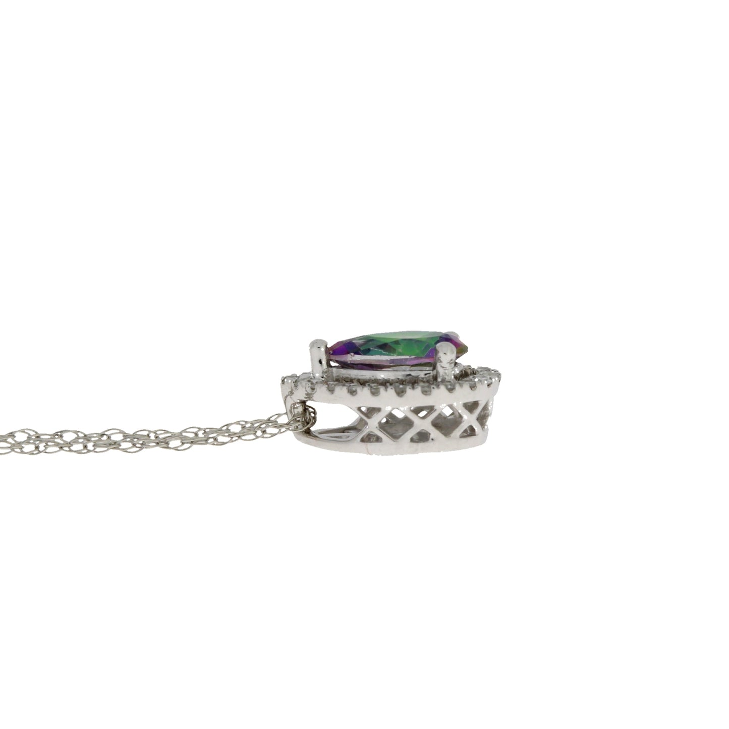 Colgantes de moda de topacio tratado y diamante Oro blanco de 14 K