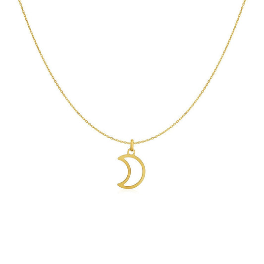 Collar de oro amarillo de 14k con luna