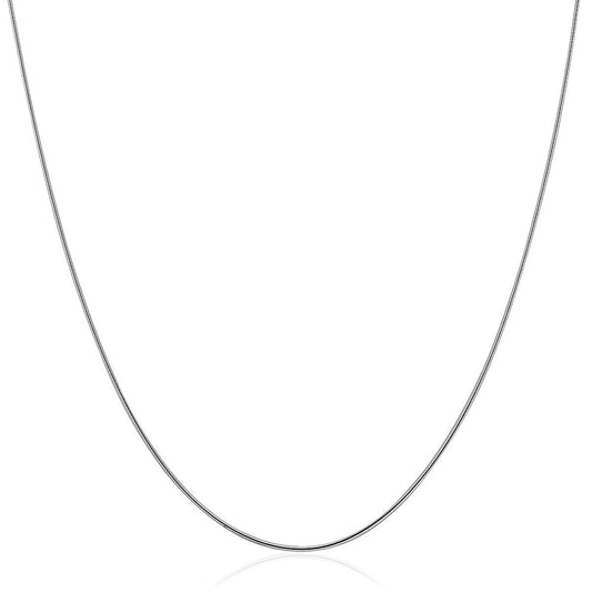 Collar omega fino de oro blanco de 14k con motivo redondo