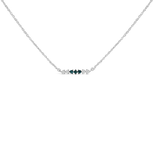 Gargantilla de plata de ley con 6 piedras de diamantes blancos y azules de 1/5 Cttw