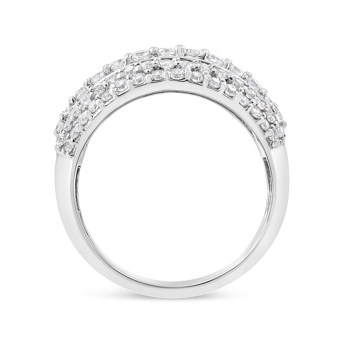 Anillo de racimo de diamantes redondos y talla baguette de 2.00 Cttw en plata de ley .925 (color H-I, claridad I1-I2) - Talla 7