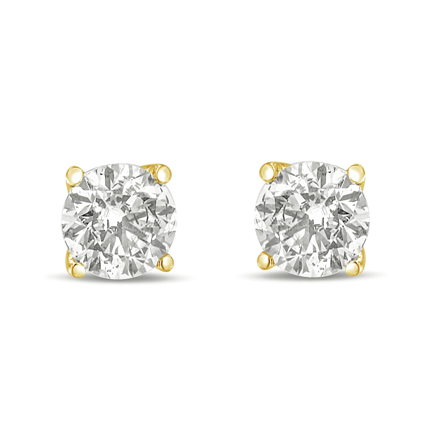 14K Yellow Gold 1.0 Cttw Lab Grown Diamond Solitaire Stud Earrings