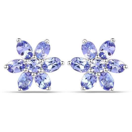 2.24 Carat Genuine Tanzanite .925 Sterling Silver Earrings