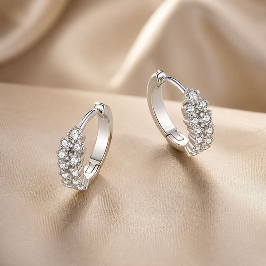 925 Sterling Silver Earrings with Pavé Setting CZ, 1.2x0.45cm, Platinum Plated for Women - view 2