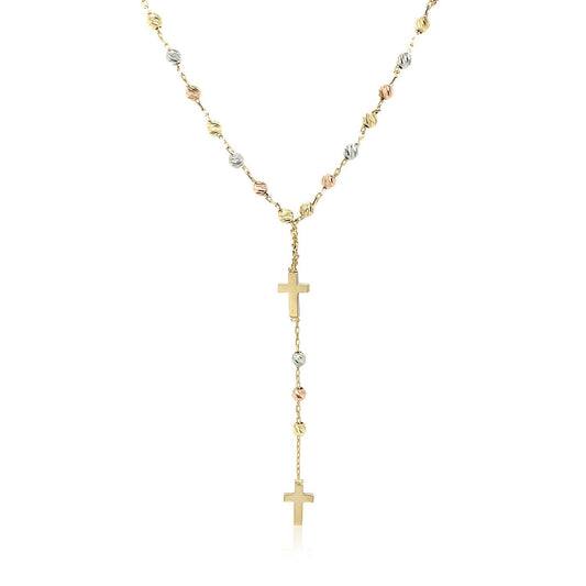 Cadena de Rosario de Oro Tricolor de 14k