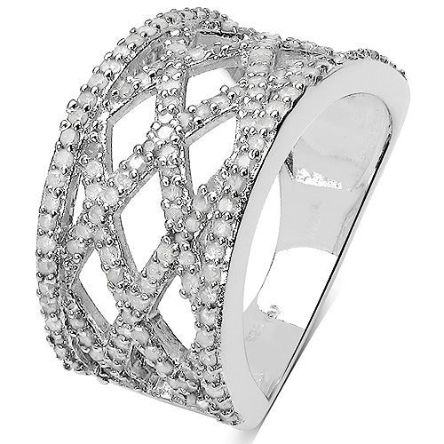 Anillo de plata de ley .925 con diamante blanco auténtico de 0,92 quilates
