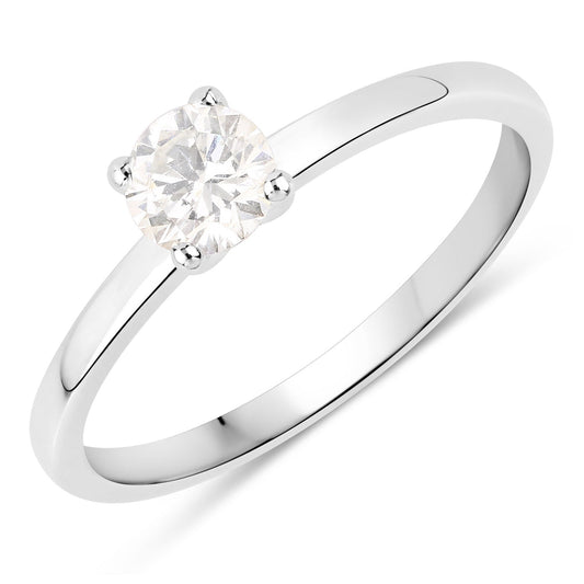 Anillo de oro blanco de 14K con diamante blanco auténtico de 0,40 quilates