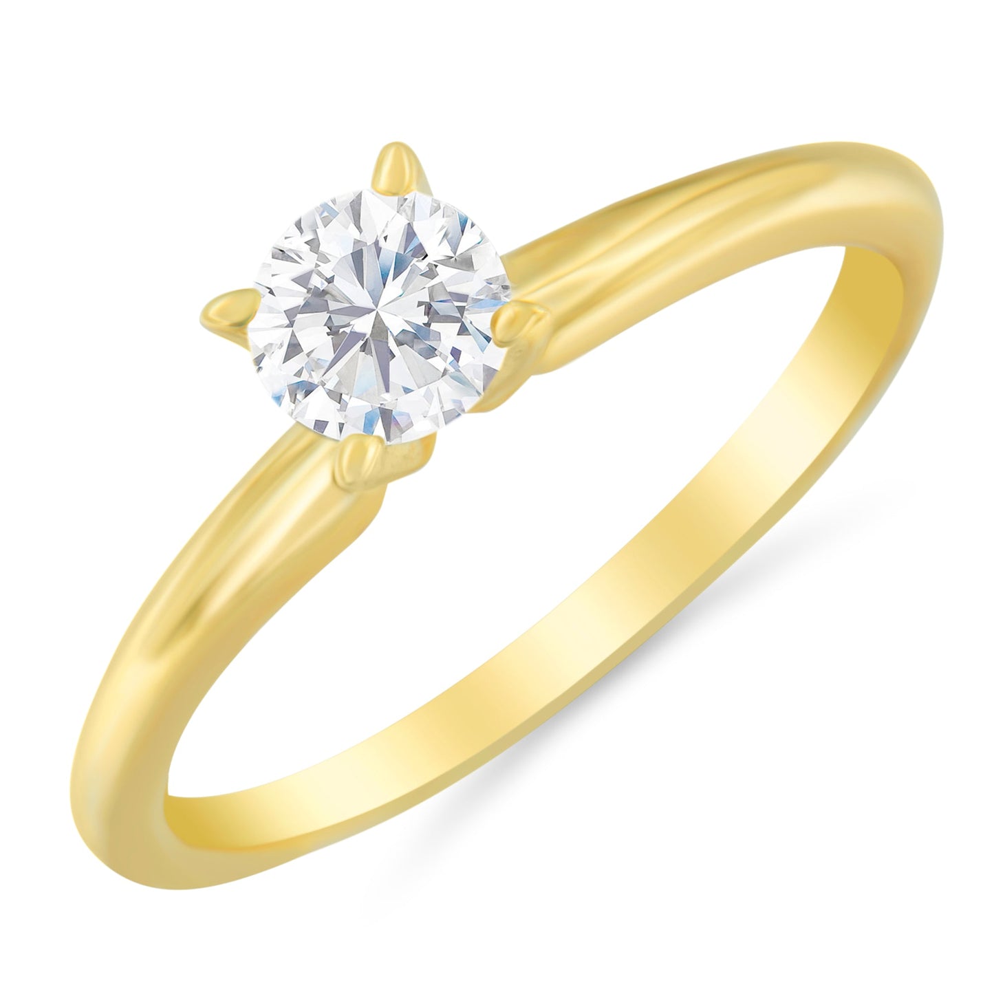 Anillo de compromiso con solitario de diamante de 0,50 cts. en oro amarillo de 14K certificado por GIA (color H, claridad SI1) - Talla 6