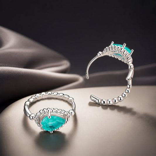 925 Sterling Silver Earrings with Pavé Setting and Transparent Glass - view 2