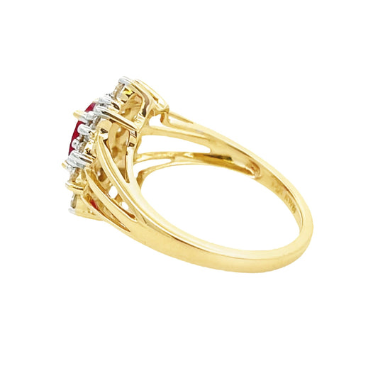 Anillo de rubí y diamantes de 1,65 ct, oro amarillo de 14 kt