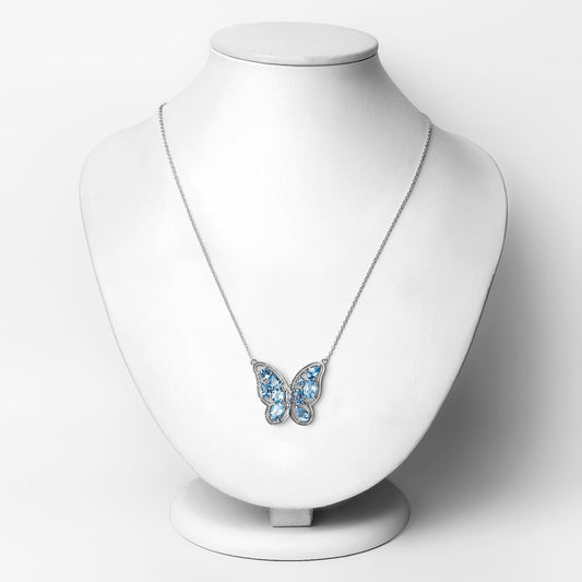 Collar de plata de ley .925 con topacio azul suizo auténtico de 5,54 quilates
