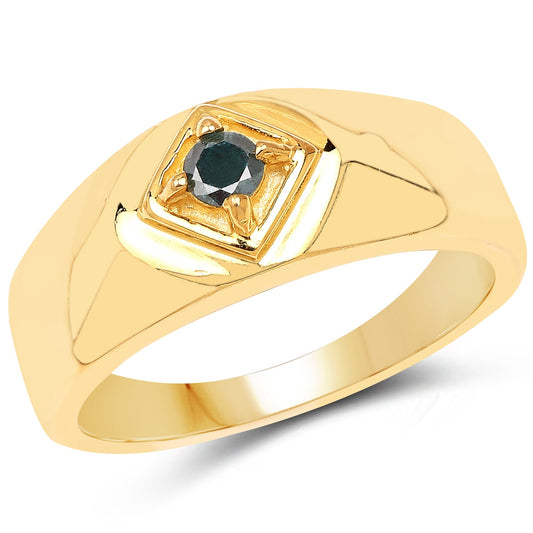 Anillo de Plata de ley .925 con Diamante Azul Genuino de 0.12 Quilates