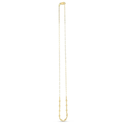 Cadena de oro amarillo de 14k con cuentas y eslabones tipo clip