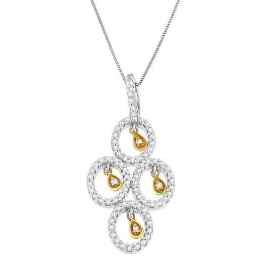 Collar con colgante de oro bicolor de 14K con diamantes redondos de 2/5 qt (H-I, I1-I2)