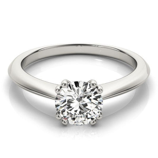 Anillo de compromiso con solitario de diamante engarzado en doble garra de oro blanco de 14k (1 quilate peso total)