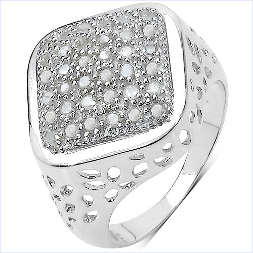 Anillo de plata de ley .925 con diamante blanco genuino de 0,54 quilates
