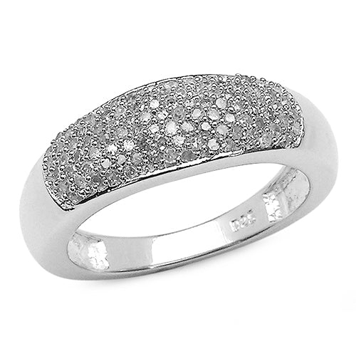 Anillo de plata de ley .925 con diamantes blancos auténticos de 0,49 quilates