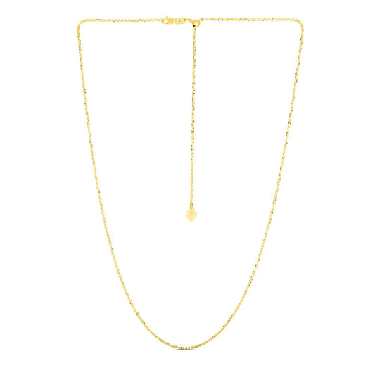 Cadena ajustable de oro amarillo de 14k con brillo, 1.5mm